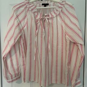 J. Crew Pink Stripe Top w/ Tie Neck Size Medium
